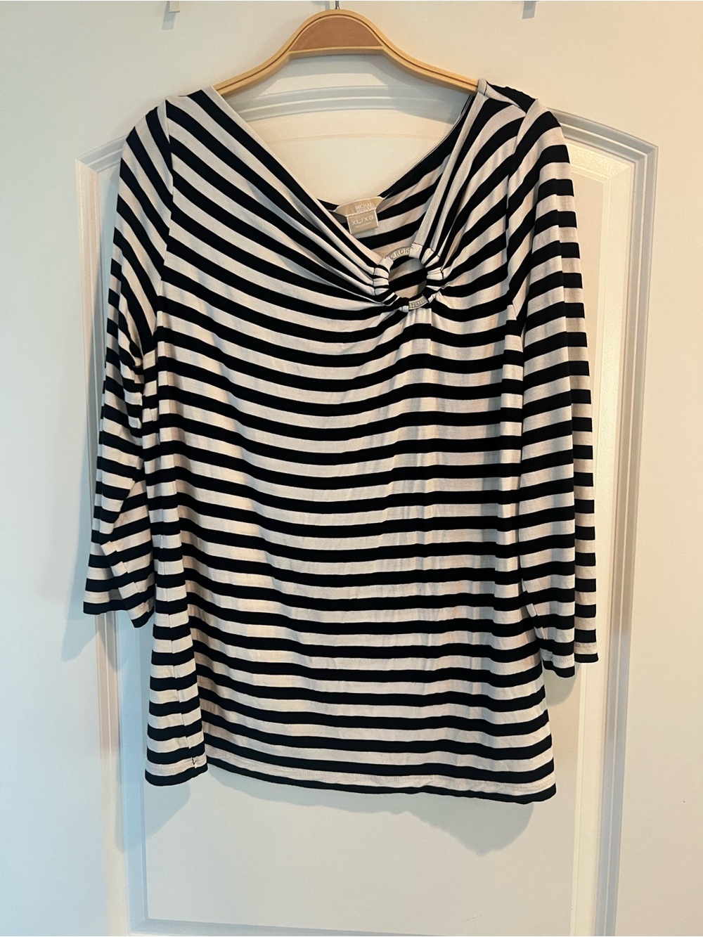 Michael Kors black and white striped long sleeve Top XL